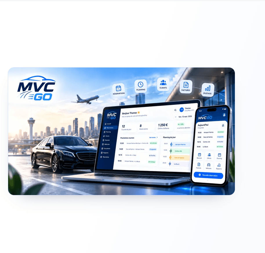 MVC GO, logiciel de gestion pour chauffeurs et entreprises VTC